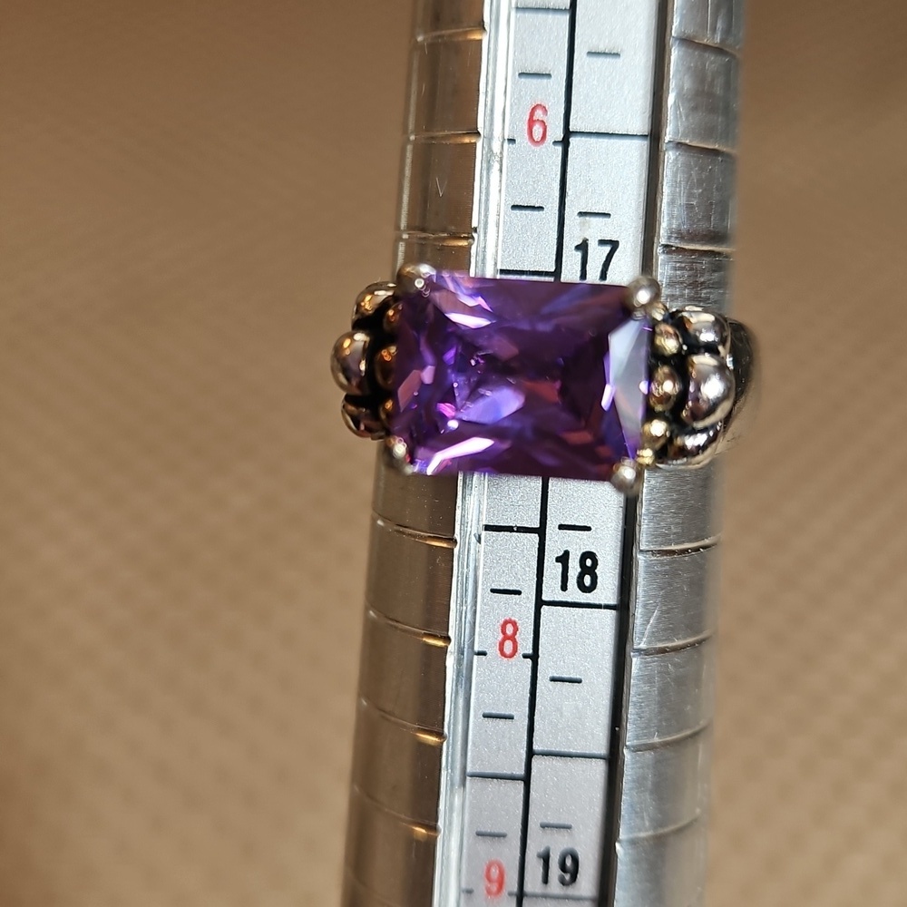 Vintage Sterling Silver Imitation Amethyst Ring Gold Over Silver Size 7 - Picture 6 of 9